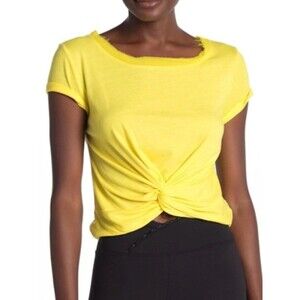 Free People Run In The Sun Short Sleeve Women's Size S Yellow Crop Top